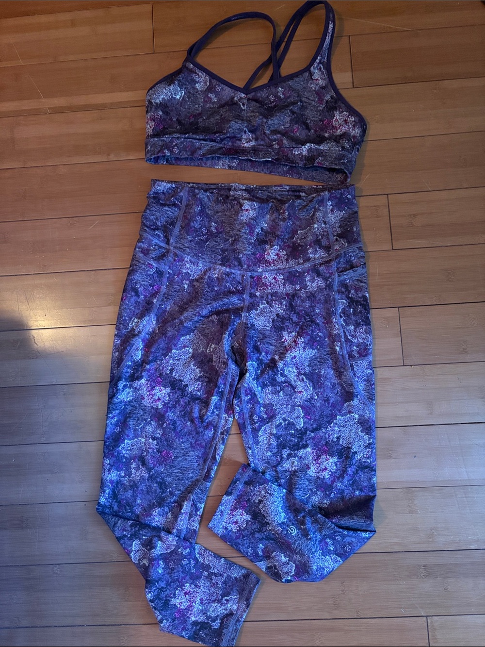 Champion Purple Floral Abstract Sports Bra & Leggings